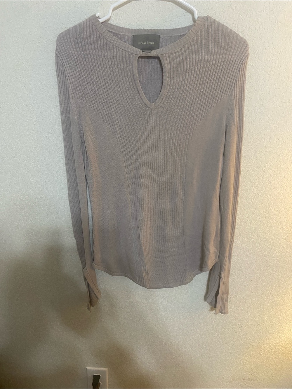 a new day Taupe Ribbed Long-Sleeve Top with Keyhole Detail
